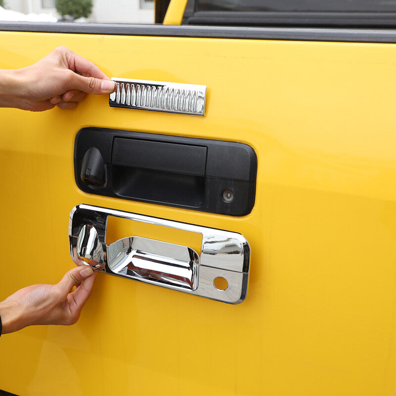 Stainless steel silver cover lock with decorative bottom frame suitable for Hummer H2 2003-2009