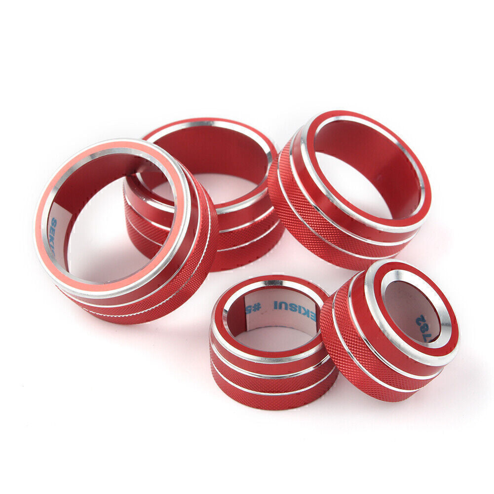 5pcs Air Conditioning Audio Buttons Switch Knob Covers for Toyota for Camry 2018 Red