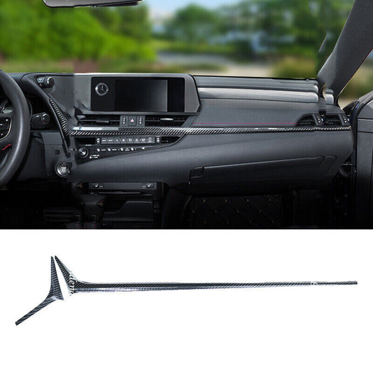 for Lexus ES350/300h/250 2019-22 Carbon Fiber ABS Dashboard Decor Cover Trim 2Pc