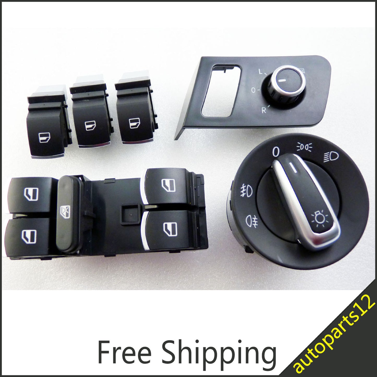 New car window mirror control switch button 6-piece set for for VW TOURAN CADDY 1T1959565F- v