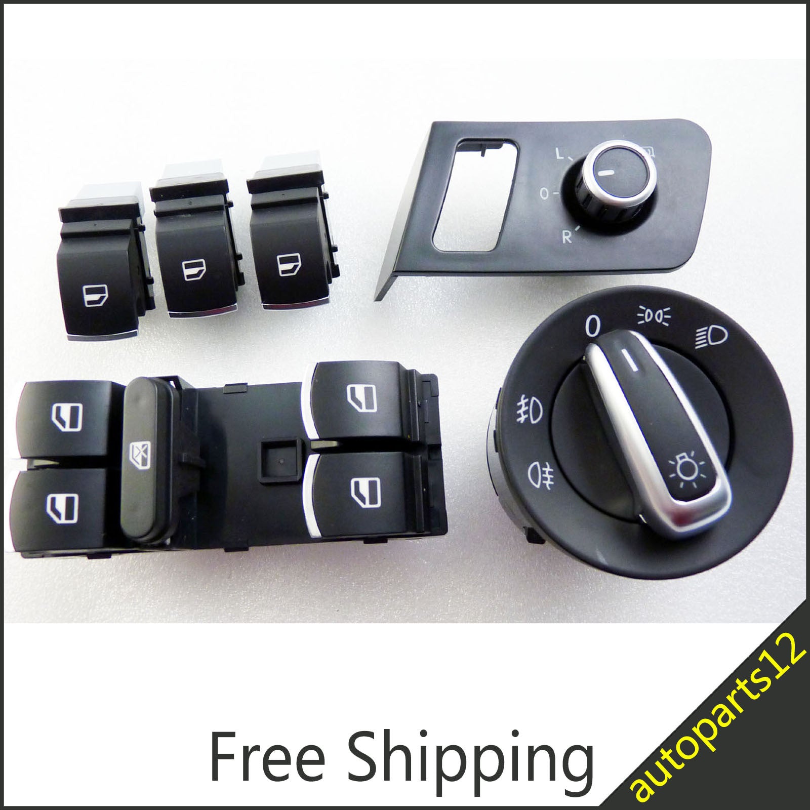 New car window mirror control switch button 6-piece set for for VW TOURAN CADDY 1T1959565F- v
