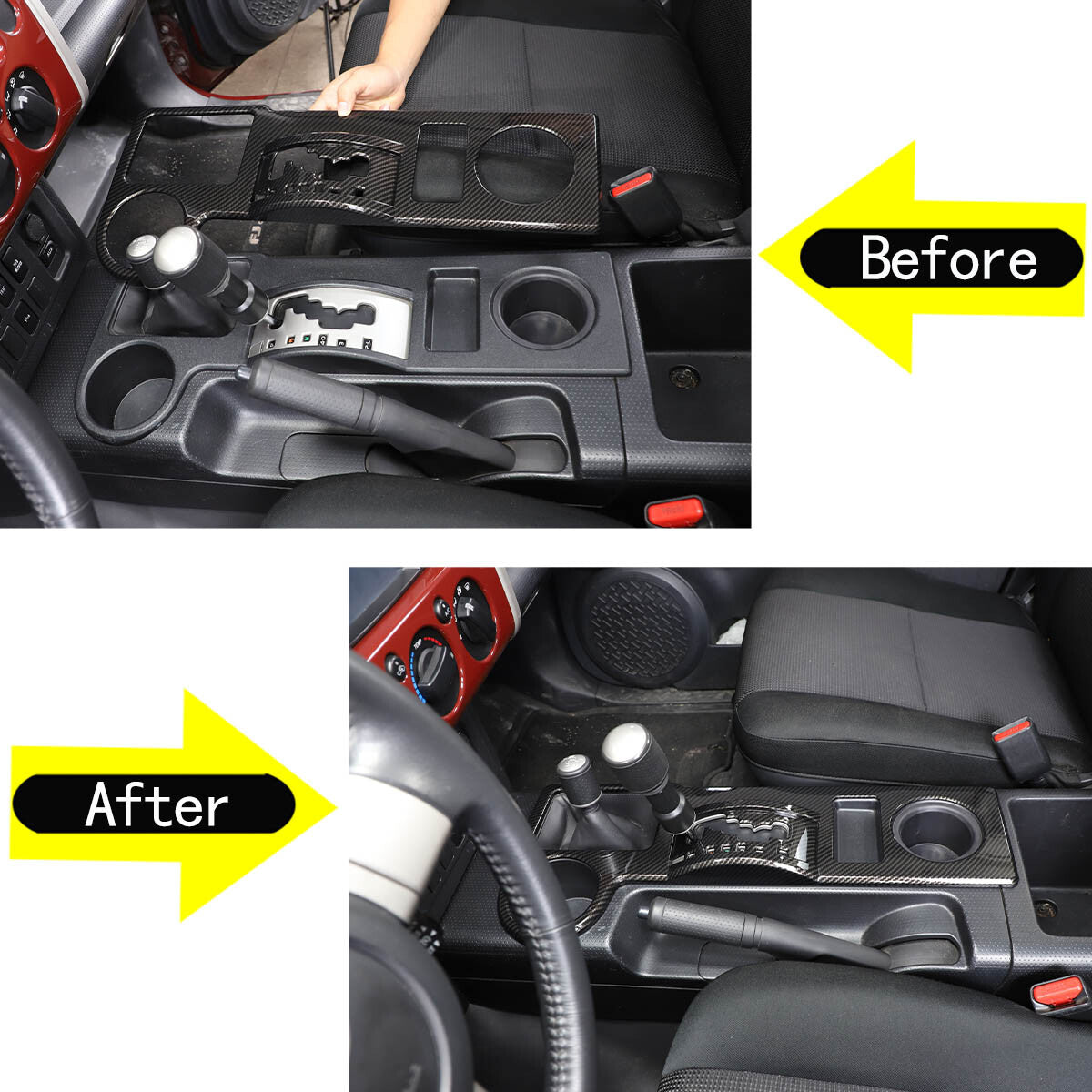Carbon fiber ABS center console gear shift cover for FJ Cruiser 2007-2021