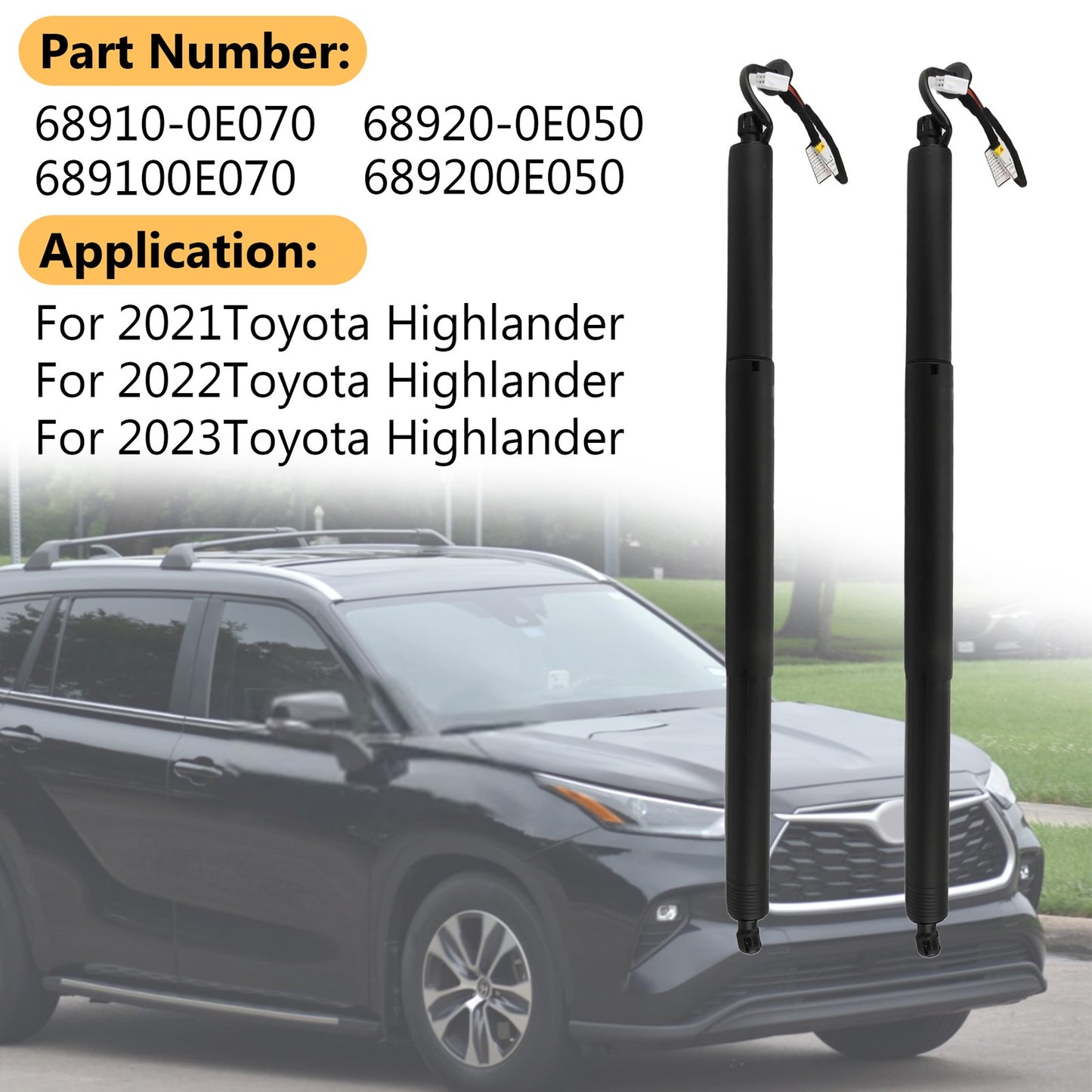 2x Left & Right Tailgate Lifter For 2021-2023 Highlander 68910-0E070 68920-0E050 Q