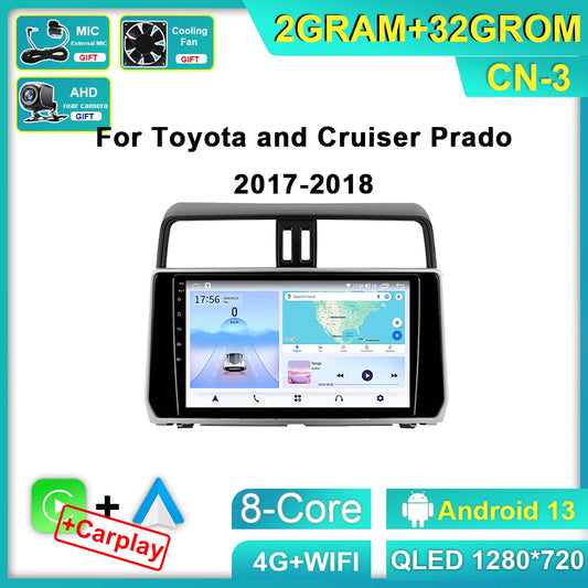 Car Radio for Toyota for Land Cruiser Prado 150 2017-2018 Multimedia GPS Navi Player