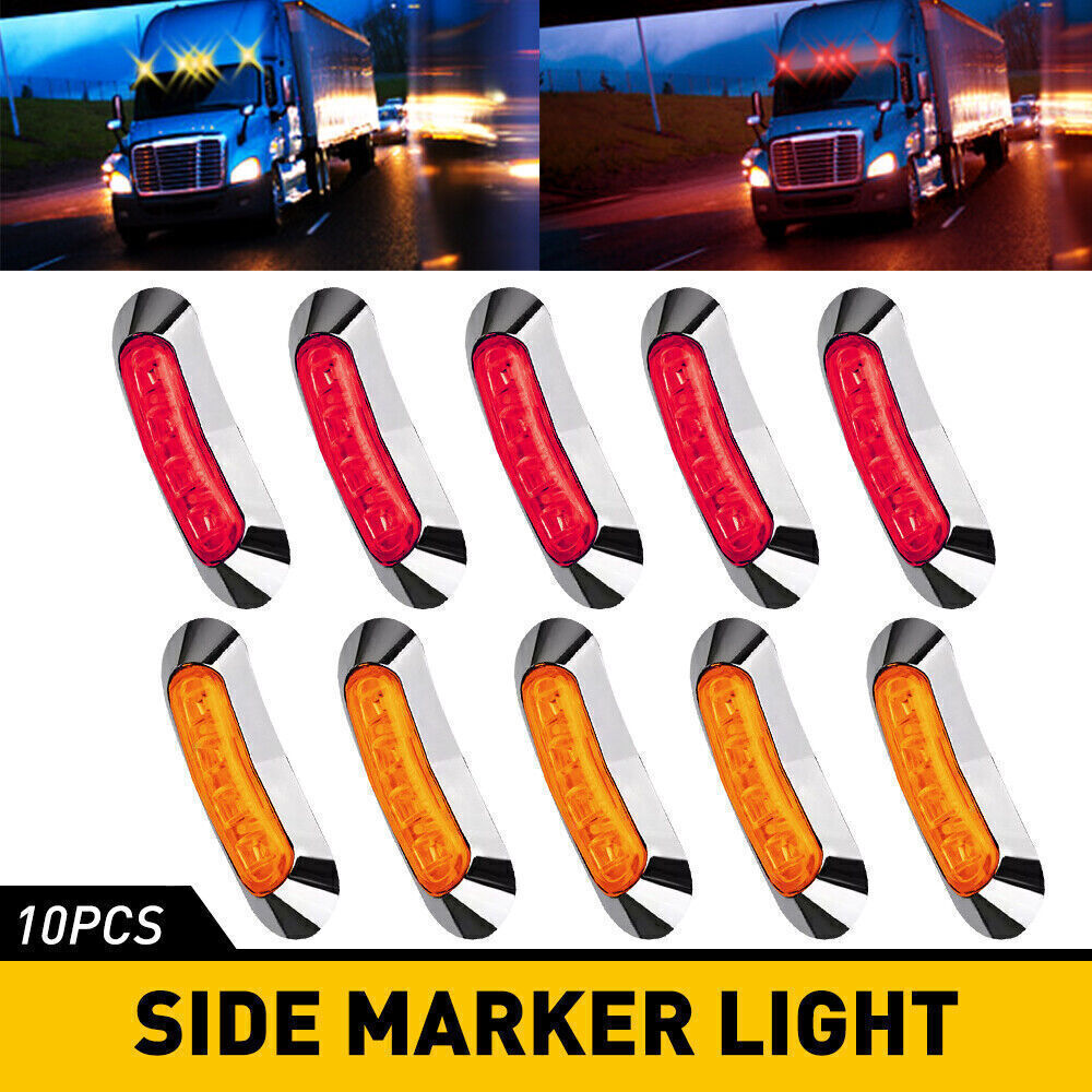 10x 3.85Amber+5Red 4LED Side Marker Clearance Light Waterproof Truck Trailer AU