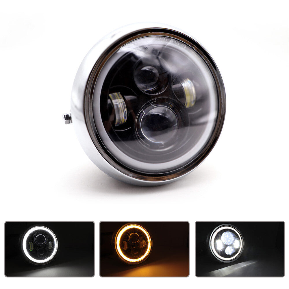 7LED Round Headlight With Angel Eye Light for Honda CB400 CB500 Cafe Racer Q