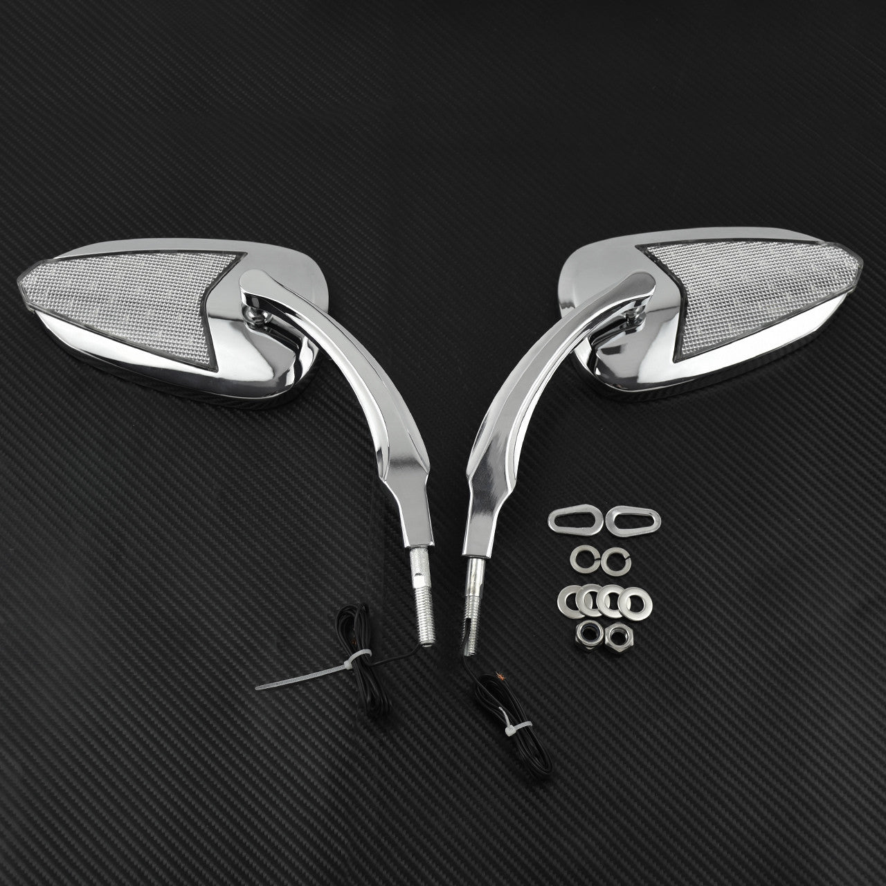 Motorcycle Mirror w/ Built-in LED Turn Signal Fit for Harley Touring Dyna Chrome Q