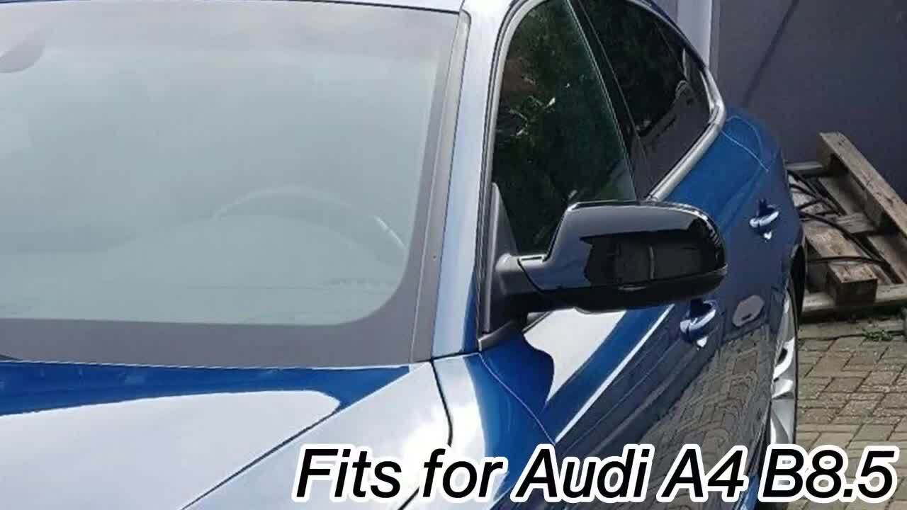 Gloss Black Side Mirror Cover Caps for for Audi A5 S5 A4 S4 RS4 B85 W/O Lane Assist v