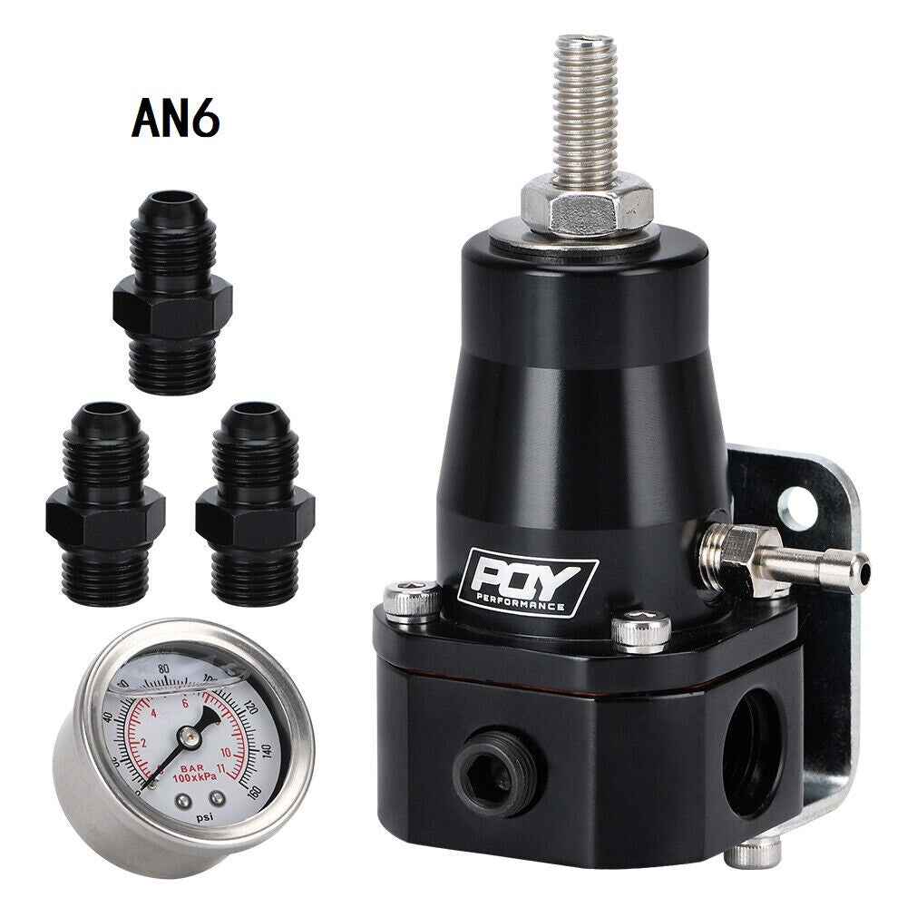 Adjustable AN6 EFI Fuel Pressure Regulator Kit W/ Oil Gauge 30-70 PSI Universal