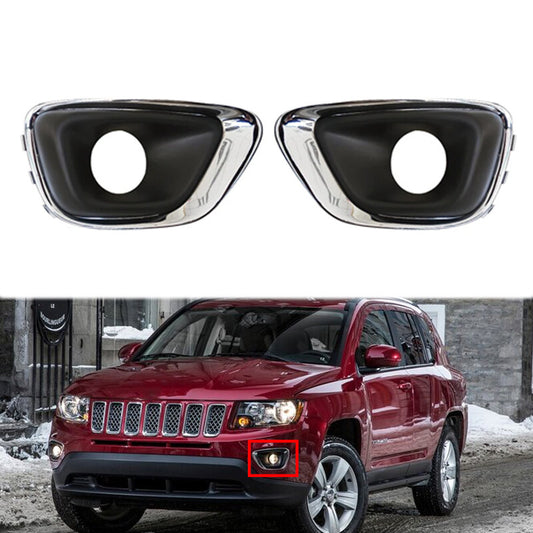 1Pair Front Bumper Fog Light Lamp Trim Frame Cover for Jeep Compass 2011-2017 v