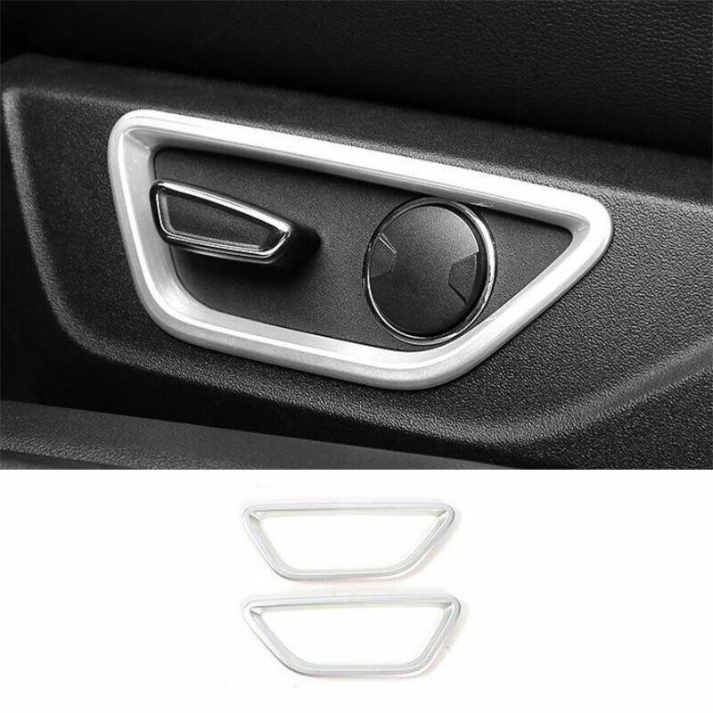 Fit for Ford for Mustang 2015-2022 Matte Silver for Seat Button Panel Frame Trim 2PCS