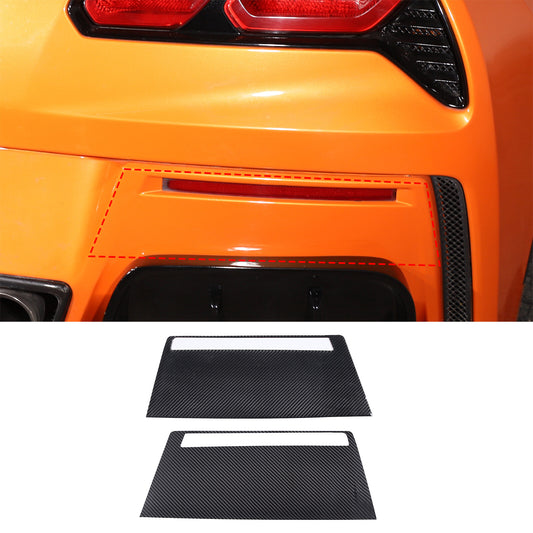 2-Piece Carbon Fiber Rear Bumper Fog Light Panel Decorative Stickers for Corvette C7 2014-19
