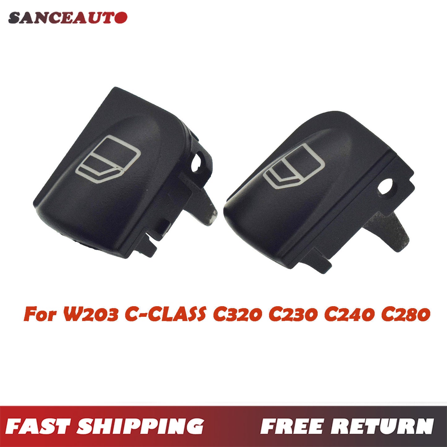 2-Pack Car Main Control Window Button Switch Covers for Mercedes W203 A2038210679- n