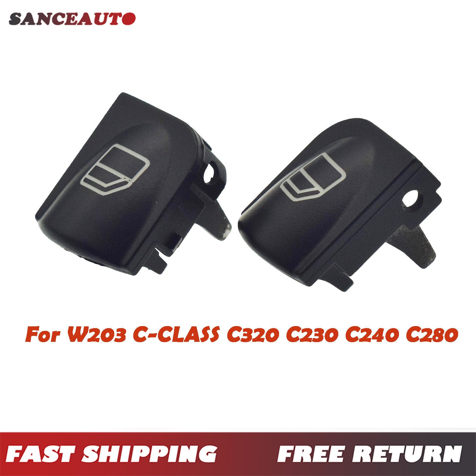 2-Pack Car Main Control Window Button Switch Covers for Mercedes W203 A2038210679- n