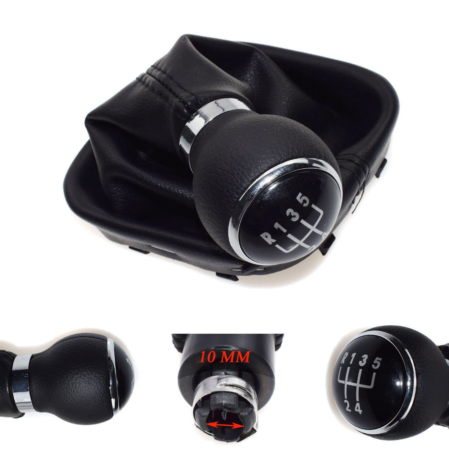 Black 5 Speed Gear Shift Knob Leather Boot for VW for Jetta for Golf 6 MK5 MK6 05-14 New n