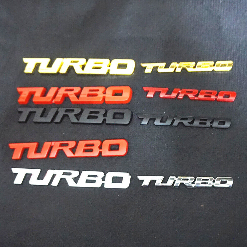 Matte Black TURBO Metal Grille Emblem + Decal Sticker Badge SUV 4x4 3D Car Sport