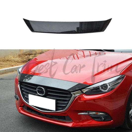 for Mazda 3 Axela 17-2018 Carbon Fiber Style Front Hood Mesh Grill Up Strip Trim
