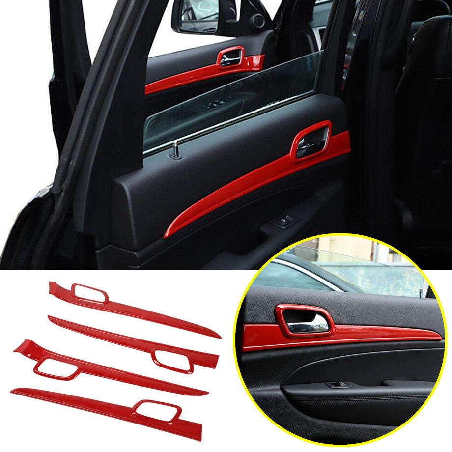 ABS Red Look Car Inner Door Panel Strips Trim For 2011-2020 for Jeep Grand Cherokee v