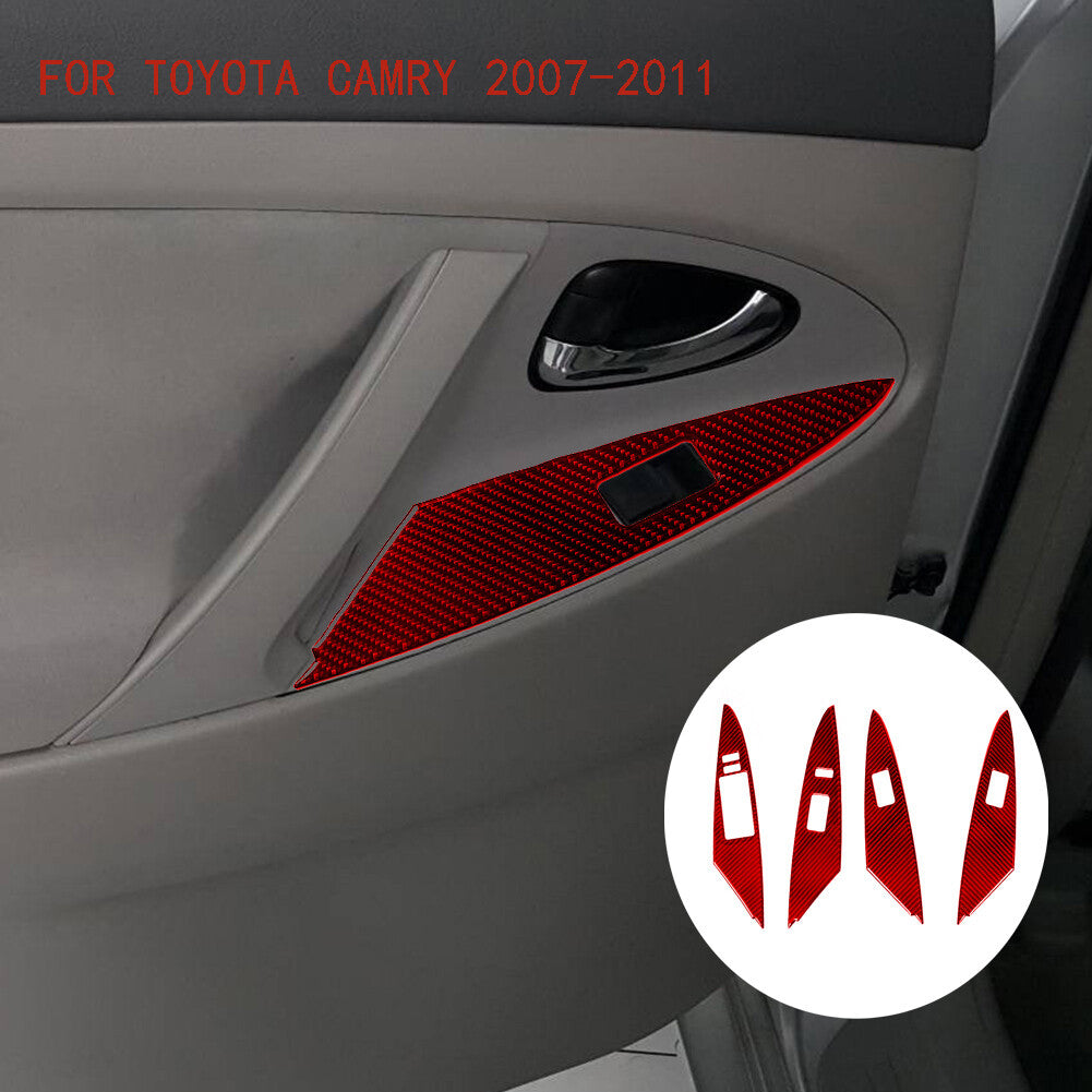 12X For Tacoma Carbon Fiber Interior Front Door Panel Cover Trim 2016-21 v