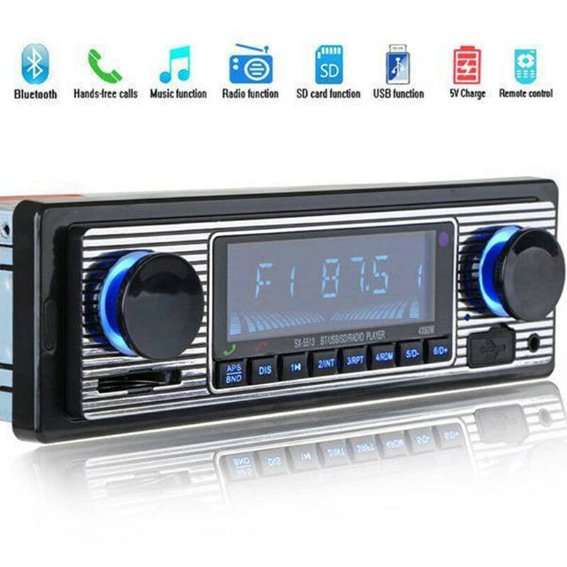 Car Radio Vintage Wireless Bluetooth MP3 AUX USB FM Stereo Audio Multimed Player