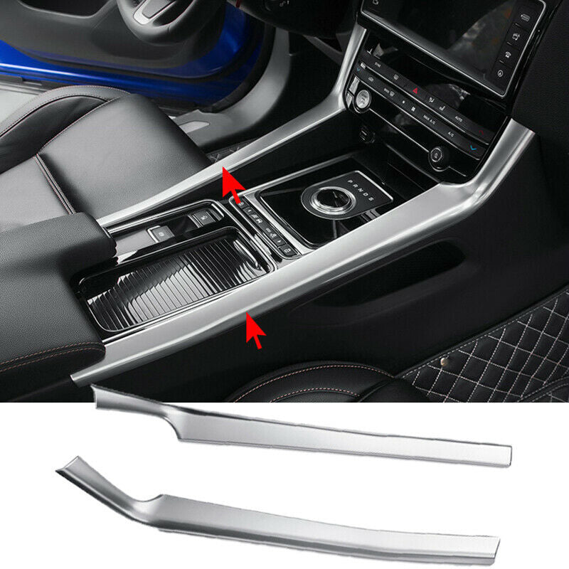 for Jaguar F-PACE 2016-2020 Silver Car Console Gear Shift Box Panel Trim Strips