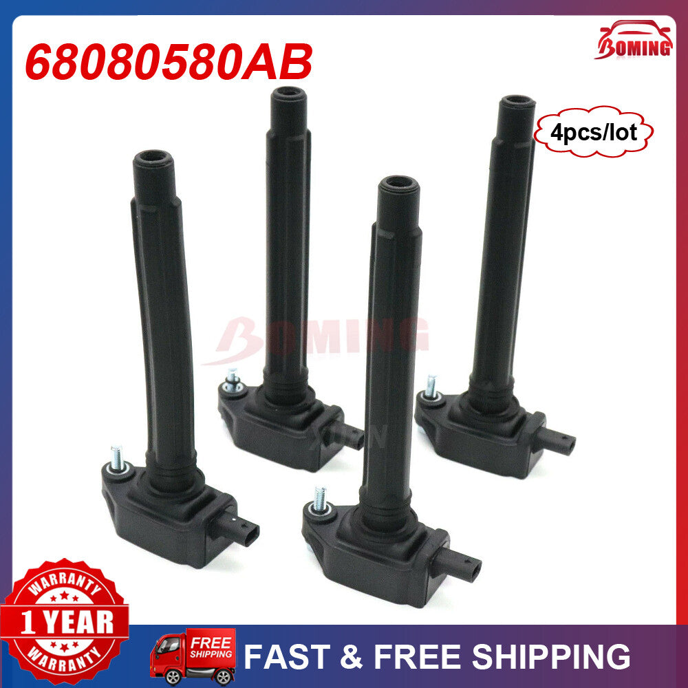(4pcs) New Ignition Coils for Jeep Renegade 2.4L L4 68080580AB 68242286AA