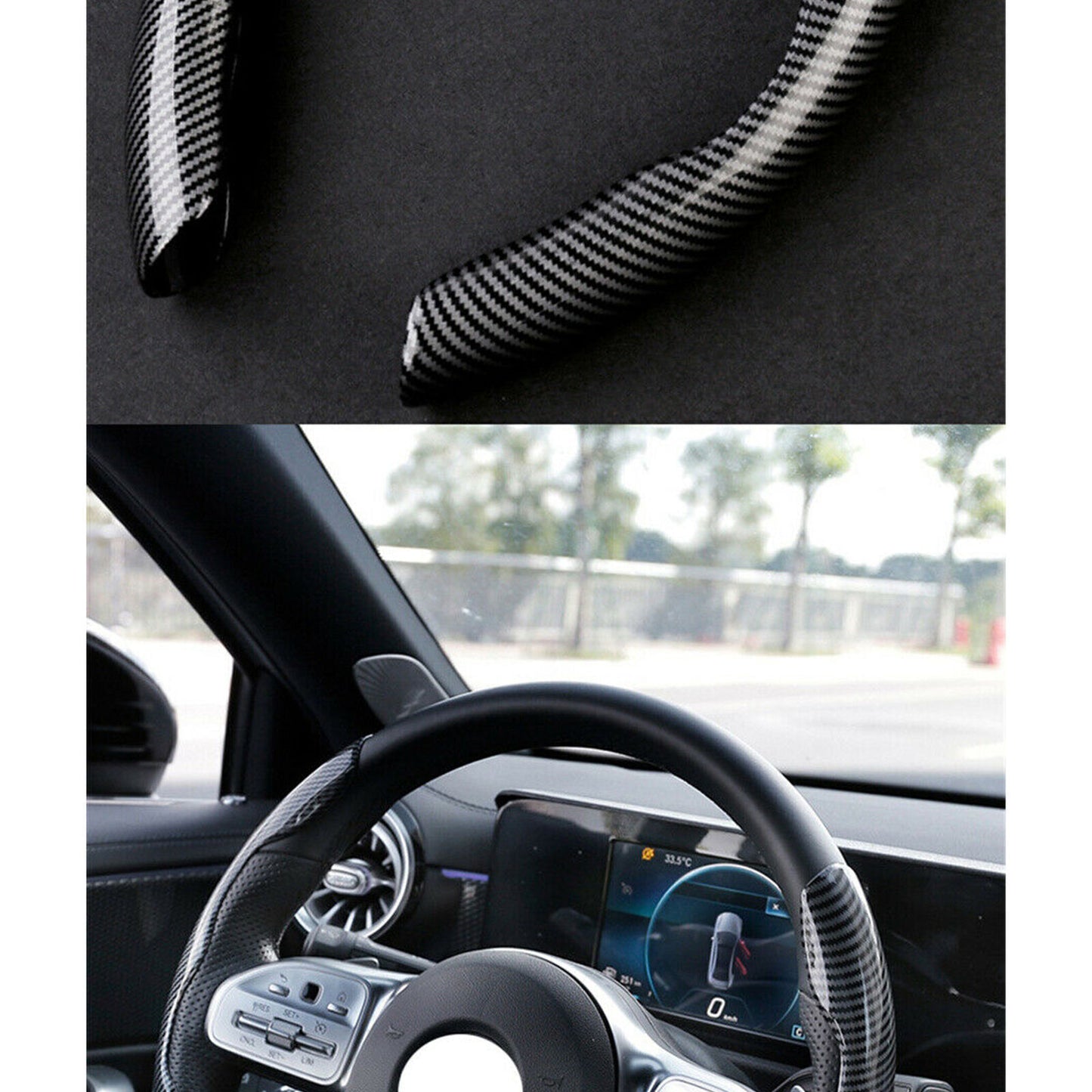 Carbon Fiber Look Universal Car Steering Wheel Booster Cover Non Slip Accessory Q