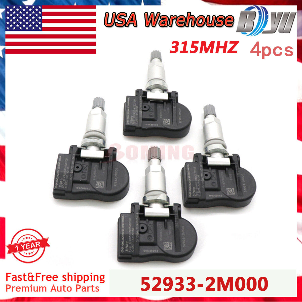 4Pcs 52933-2M000 TPMS Tire Pressure Sensor for Hyundai Accent Sonata for Kia Optima