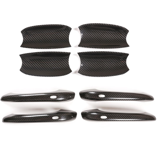 carbon fiber door handles + cup holder trim kit for Porsche for Cayenne 2018-2022