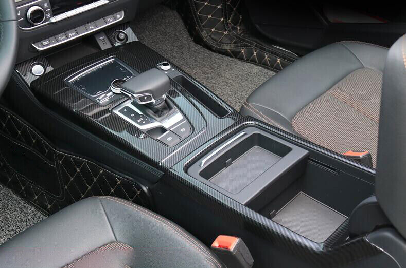 for Audi Q5 2018-23 Carbon Fiber Style Middle Console Water Cup Frame Trim 1PCS