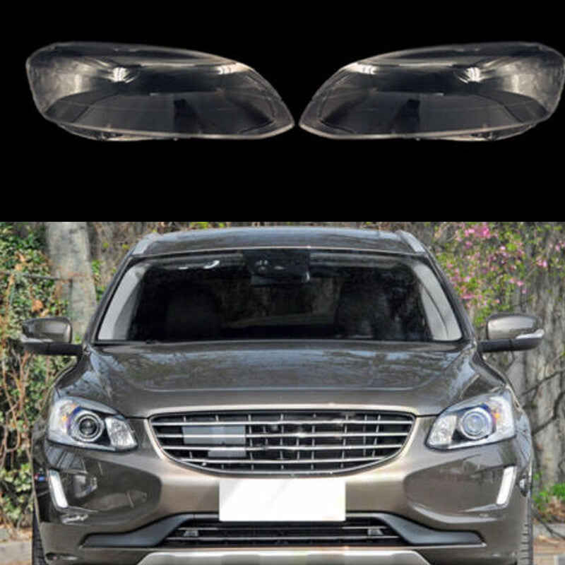 for Volvo XC60 2014-2017 A Pair Headlight Clear Lens Cover + Seal Glue