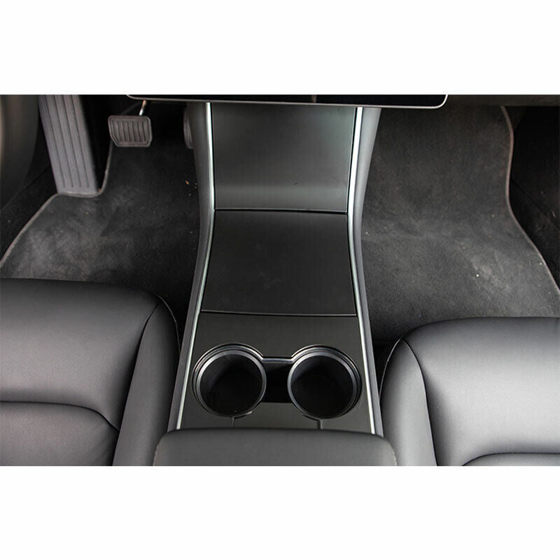 gloss black Center Console Water Cup Panel trim 4pc for Tesla Model 3 2017-2023
