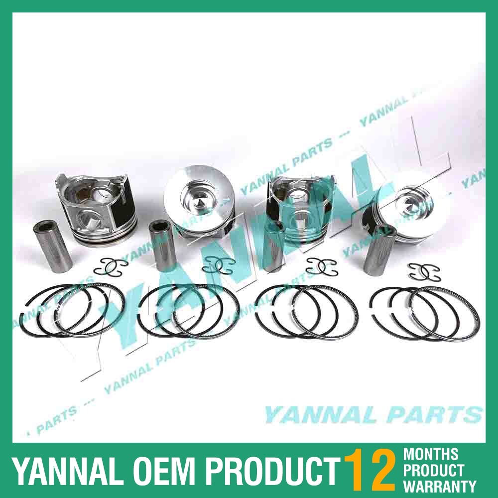 4-piece piston with piston rings + 0.5 mm for Kubota V2607 1J700-2111 engine (oversized)