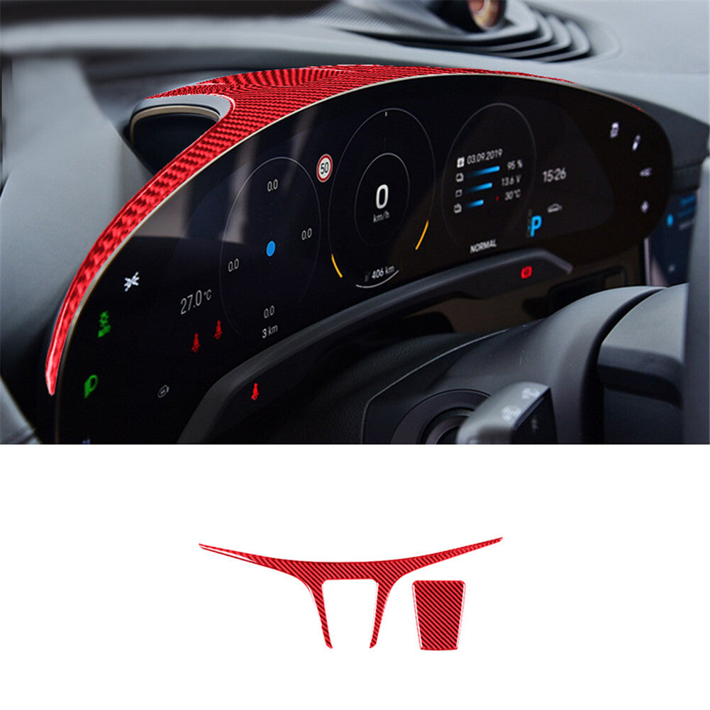 10Pcs Red Carbon Fiber Dashboard Panel Trim for Porsche Taycan 2019-2022 Type A