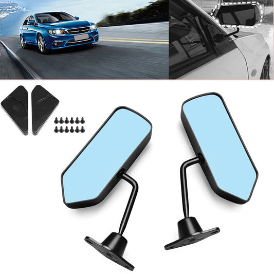 A pair of F1-style racing car side mirrors with convex glass, reminiscent of coffee racing cars. n