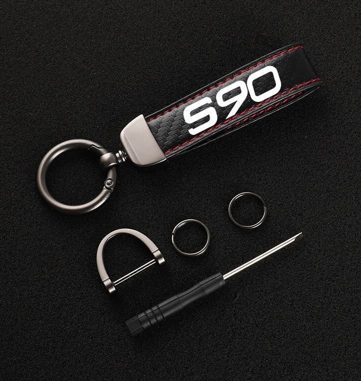 Suitable for S90 car keychains, key rings, key fobs, car accessories, black and red