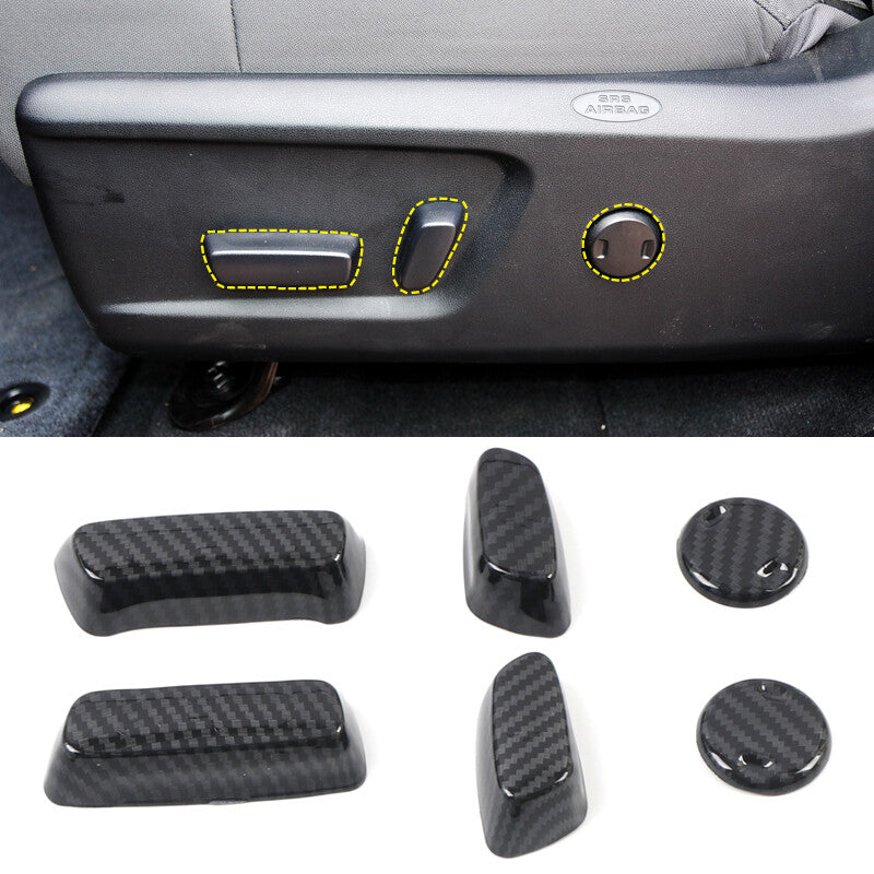 Car for Seat Adjust Button Cover Carbon Fiber Trim Decor for Toyota Tundra 2014-2021