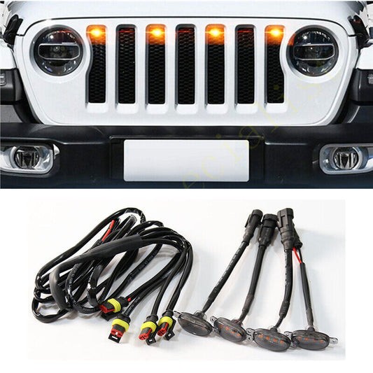 for Jeep Gladiator 2020-2024 Front Grille smoke LED Light Style DRL Lamp