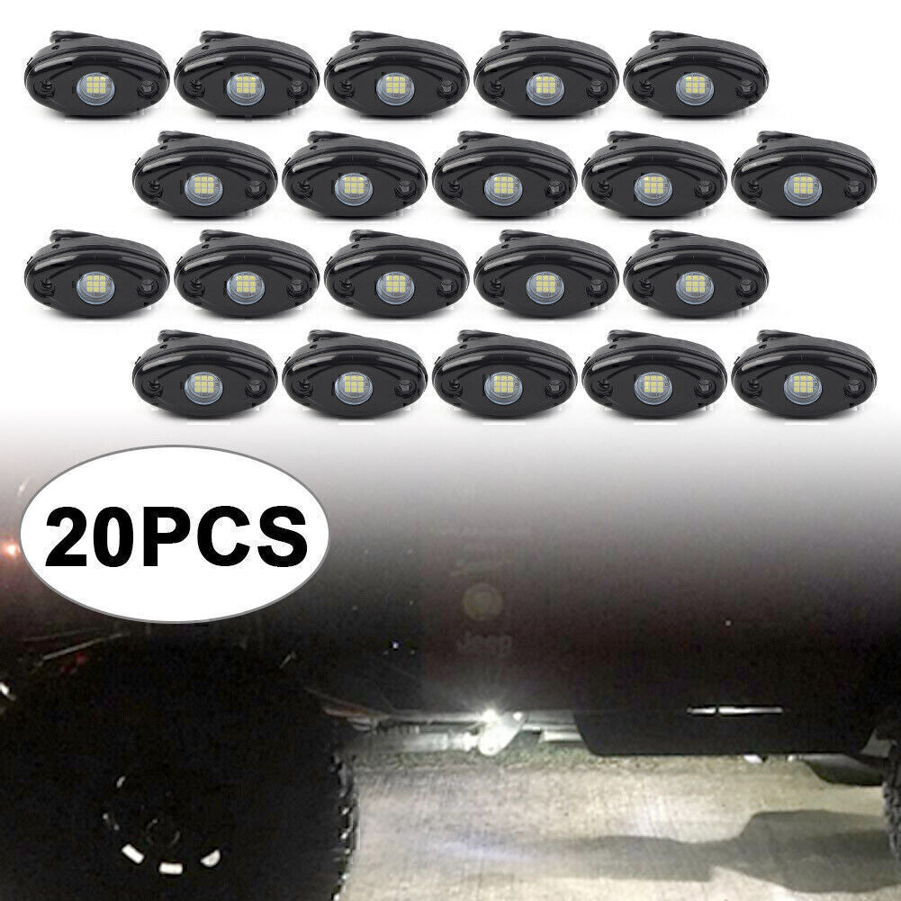20Pod 9W White LED Rock Light for Jeep ATV SUV Offroad Truck Boat Underbody Lamp