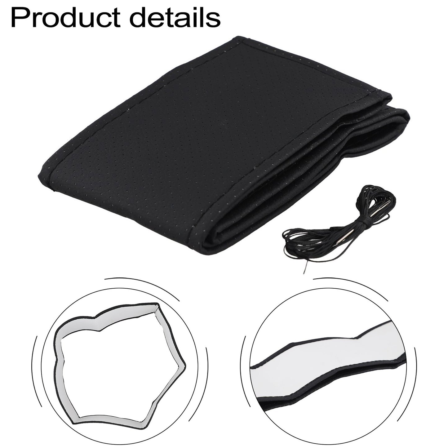 DIY PU Leather Car Auto Steering Wheel Cover Skin With Needles and Thread 38cm