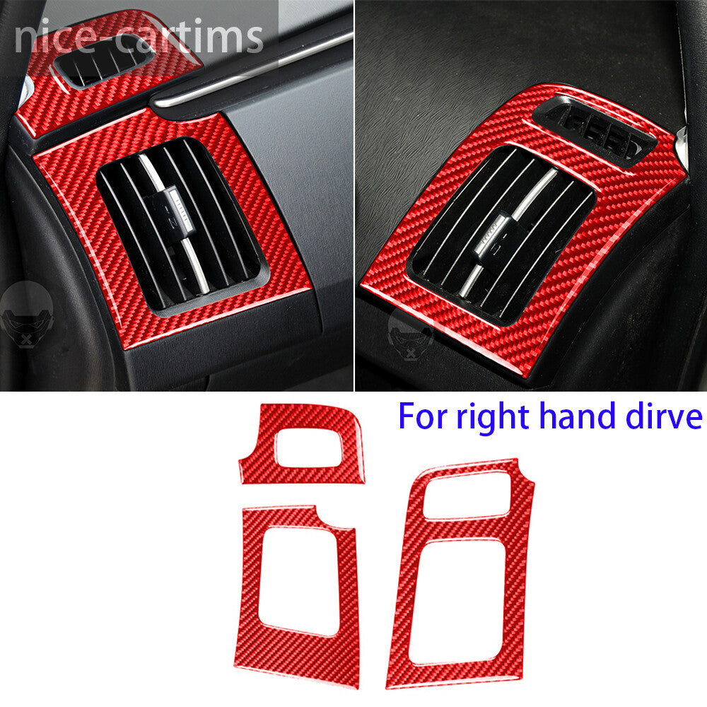 For Toyot@ Prius 2012-2015 RHD Side Air Vent Outlet Panel Cover Red Carbon Fiber