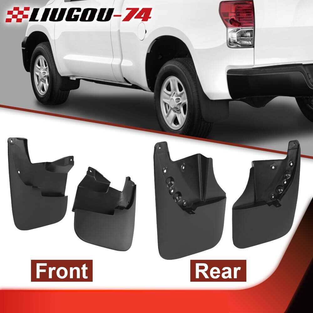 4 Pack Front and Rear Fender Splash Guards Fits 2007 - 2013 for Tundra Black - v