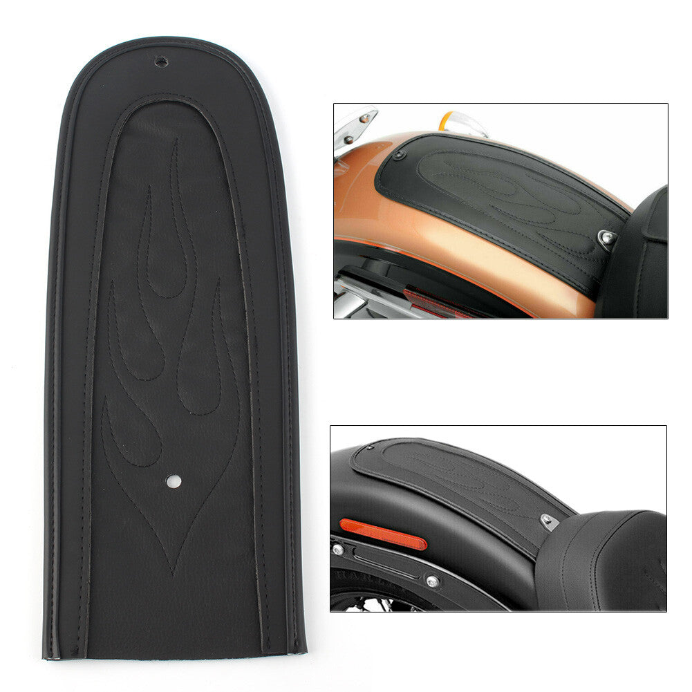Flame Stitch Leather Rear Fender Bib Black for Harley Dyna 2006-2017 Motorcycle