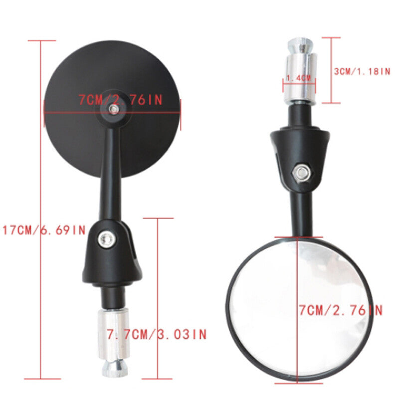 22mm aluminum round motorcycle stick end mirror, adjustable rearview mirror grip. n