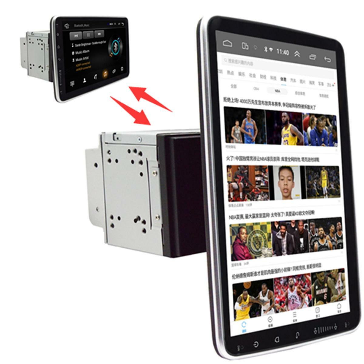 Android 9.1 Touchscreen Dual 2DIN Rotatable 10.1-inch Car Stereo Radio GPS Wi-Fi n