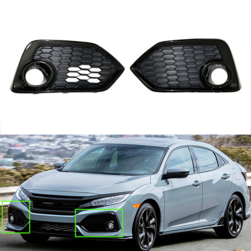 for Honda for Civic Hatchback 2017-2019 Pair Front Bumper Fog Light Cover Grille