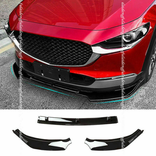 3x for Mazda CX-30 20-22 Black ABS Front Bumper Spoiler Splitter Lip Guard Cover