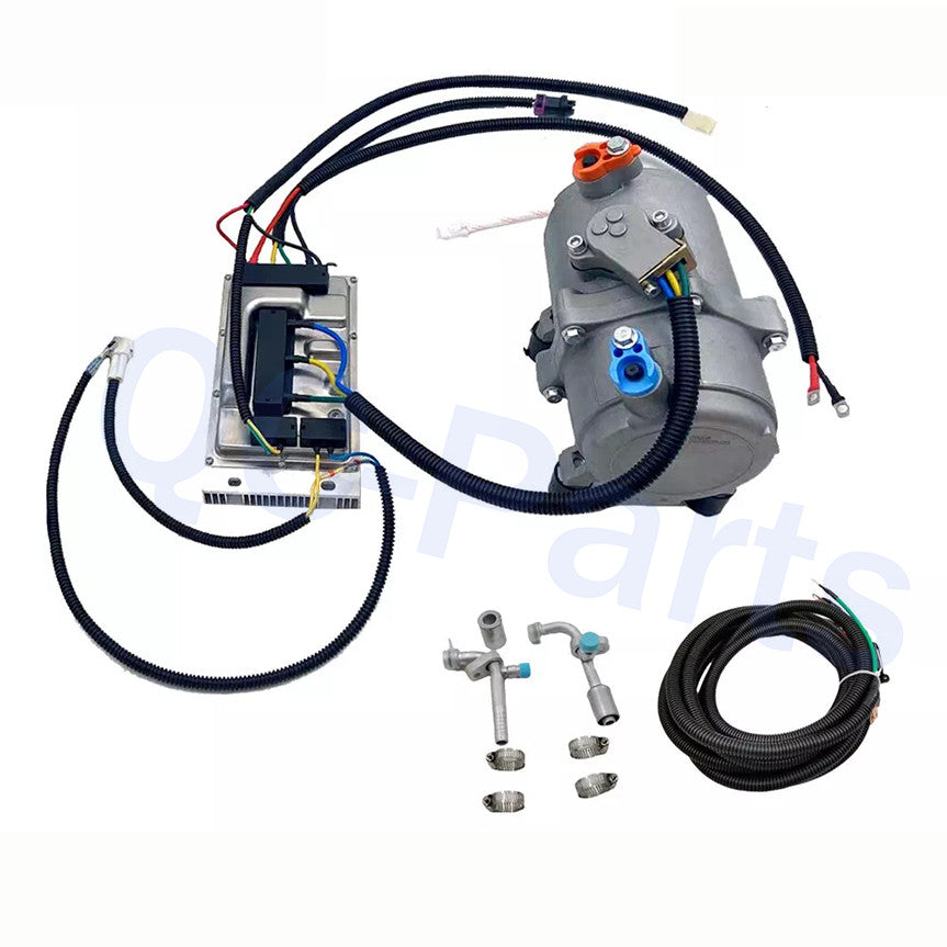 DC air conditioning kit for cars, trucks, and buses - 12V electric compressor with A/C function.