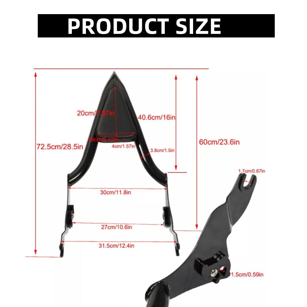 16-inch high Sisi bar backrest suitable for Harley Touring Road, Glide Road, King 2009-2023