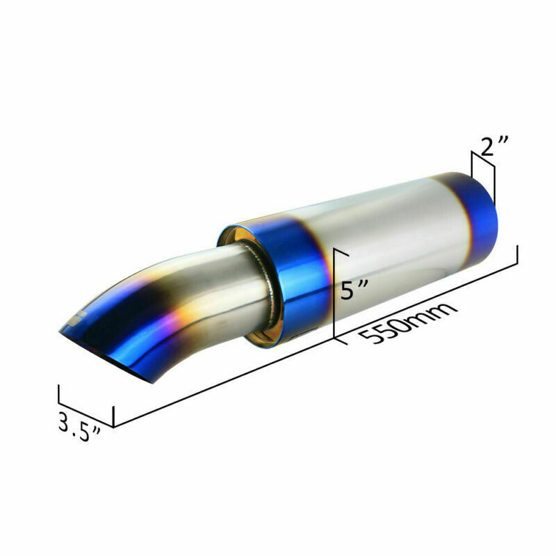 2 ID 3.5 OD Sport Great Sound Straight Single Exhaust Muffler Tip 5 Body